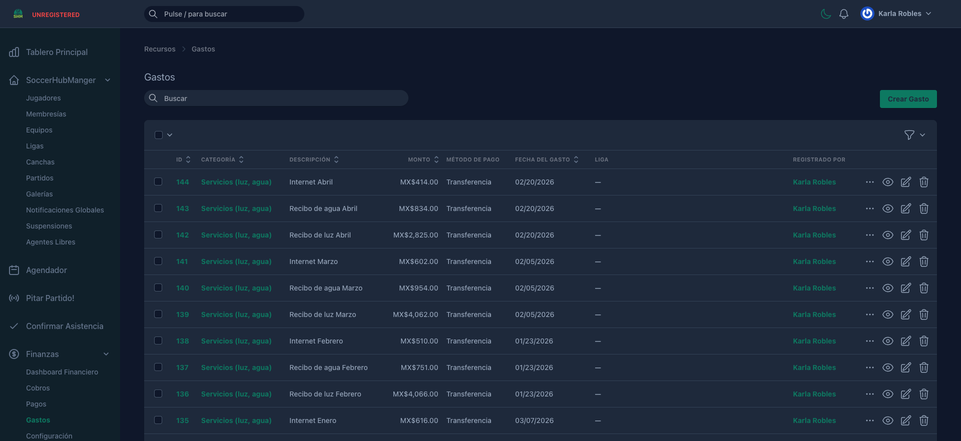 Control de gastos por categoría