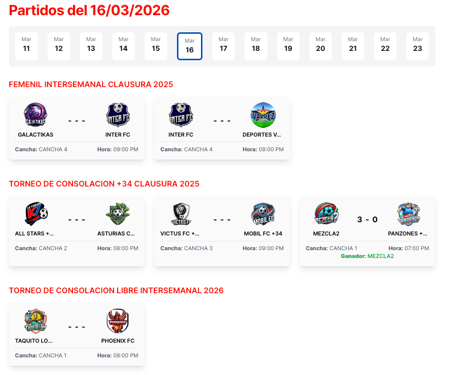 Gestion de torneos y ligas de futbol - SoccerHub Manager